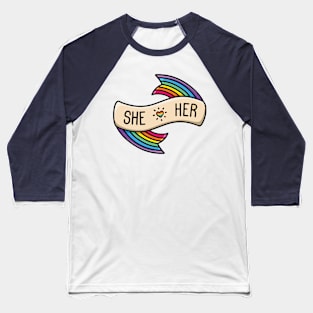 Pronoun Badge She/Her Baseball T-Shirt